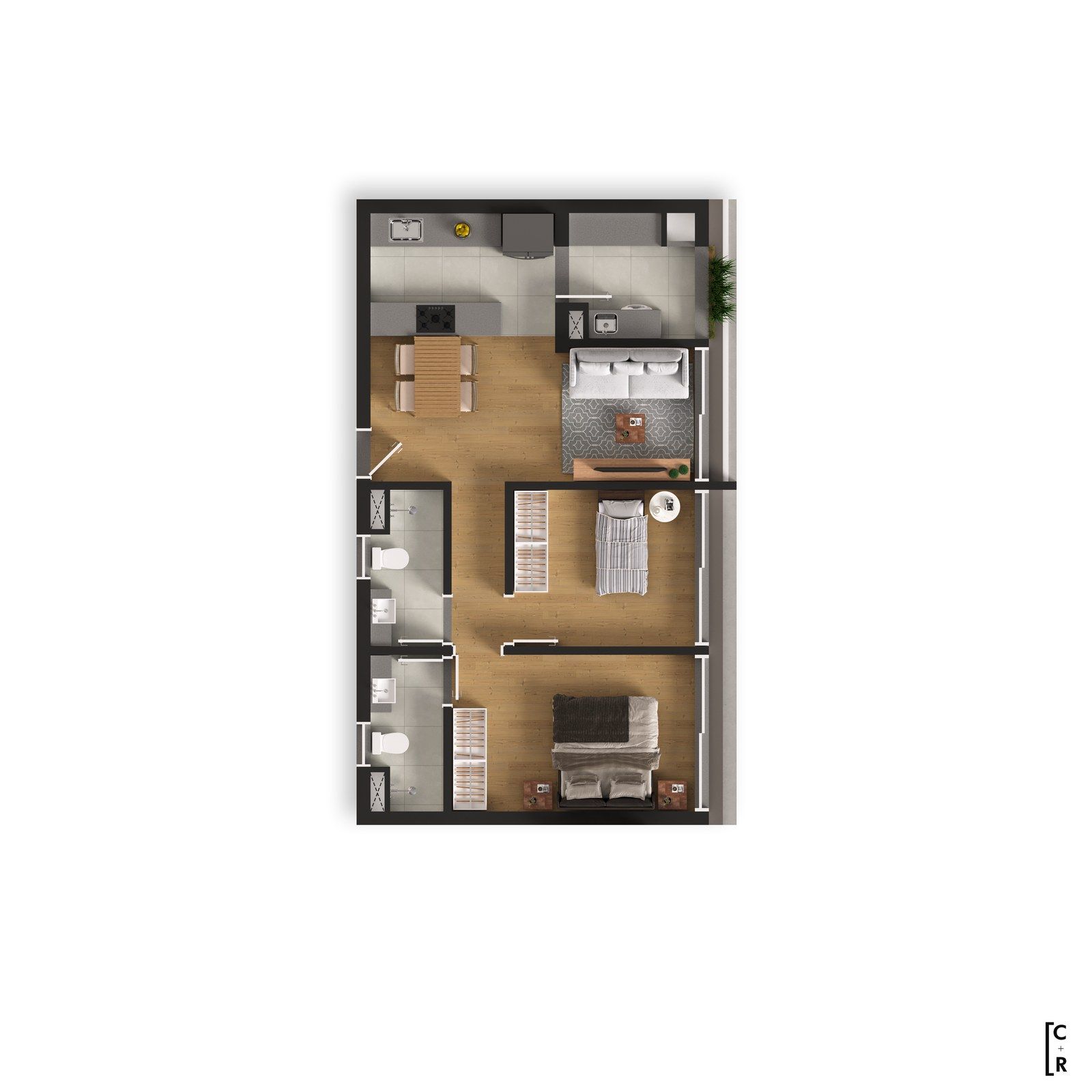 Planta tipo 03 - 67,62 m²